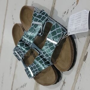 NEW Birkenstock Arizona Sandals Womens Gator Blue Green 38